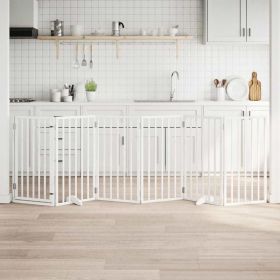 Dog Gate Set of 6 White Poplar wood 118.1 in long Foldable